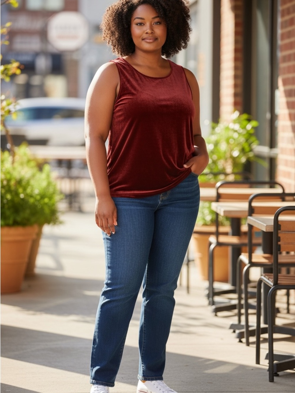3X John Mark Deep Red Velvet Tank Top